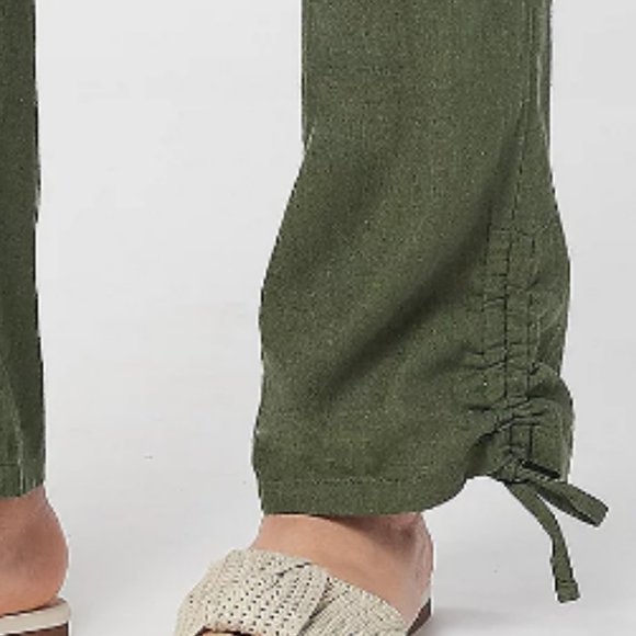 Denim & Co Naturals Linen Blend Cinched Ankle Pants NAVY 12799 - Picture 4 of 4